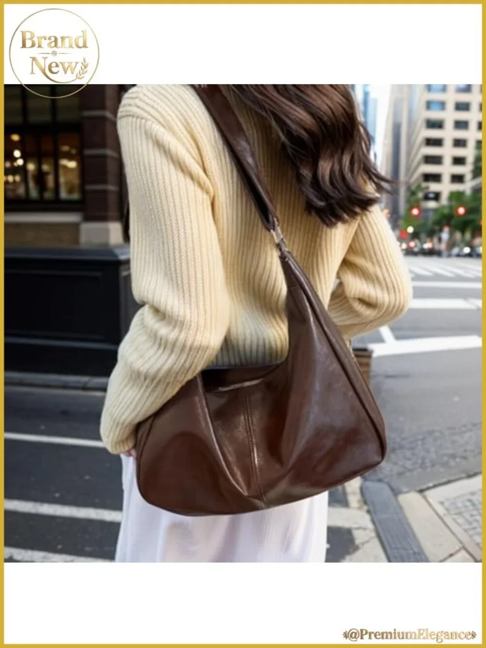 Women's Slouchy Hobo Vegan Leather Shoulder Bag Crossbody Purse